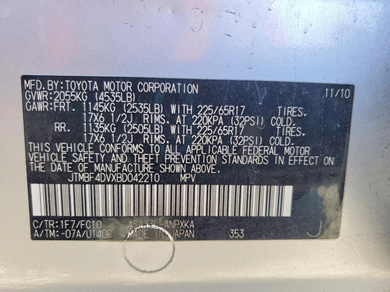 2011 TOYOTA RAV4