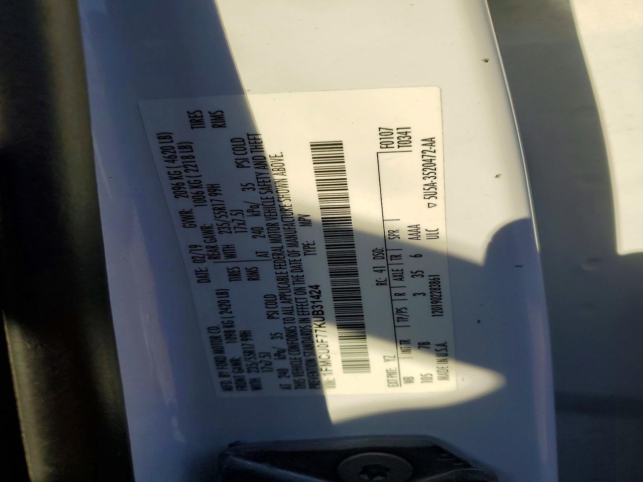 2019 FORD ESCAPE