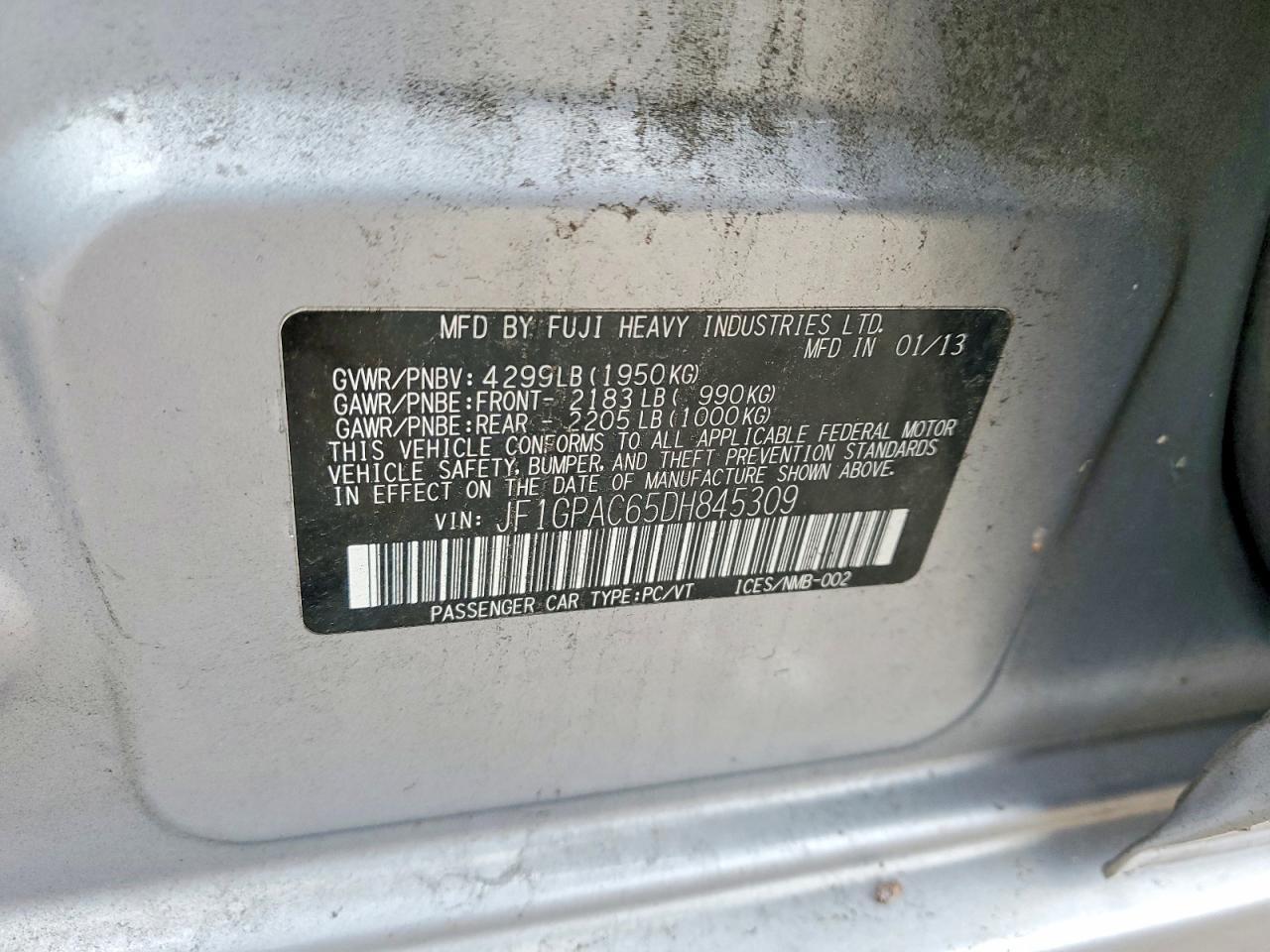 2013 SUBARU IMPREZA