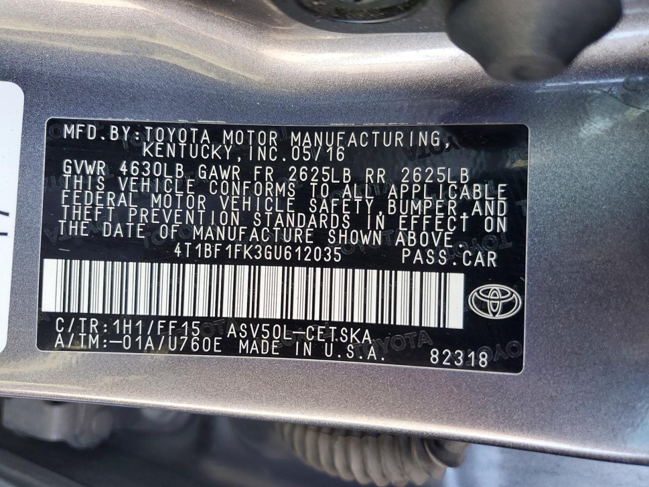 2016 TOYOTA CAMRY