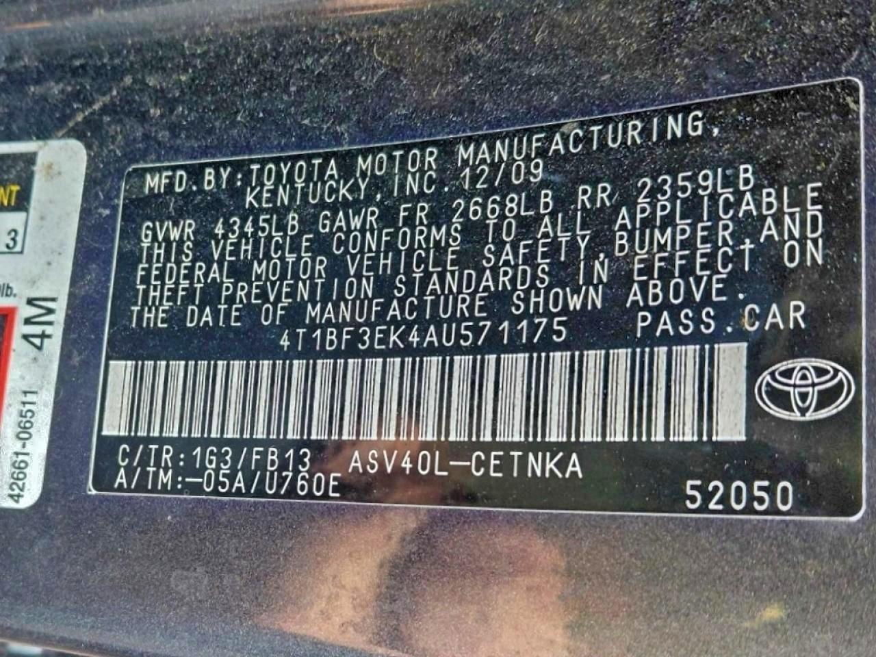 2010 TOYOTA CAMRY