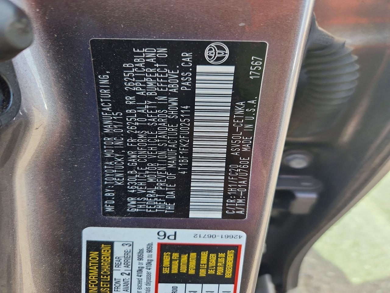 2015 TOYOTA CAMRY
