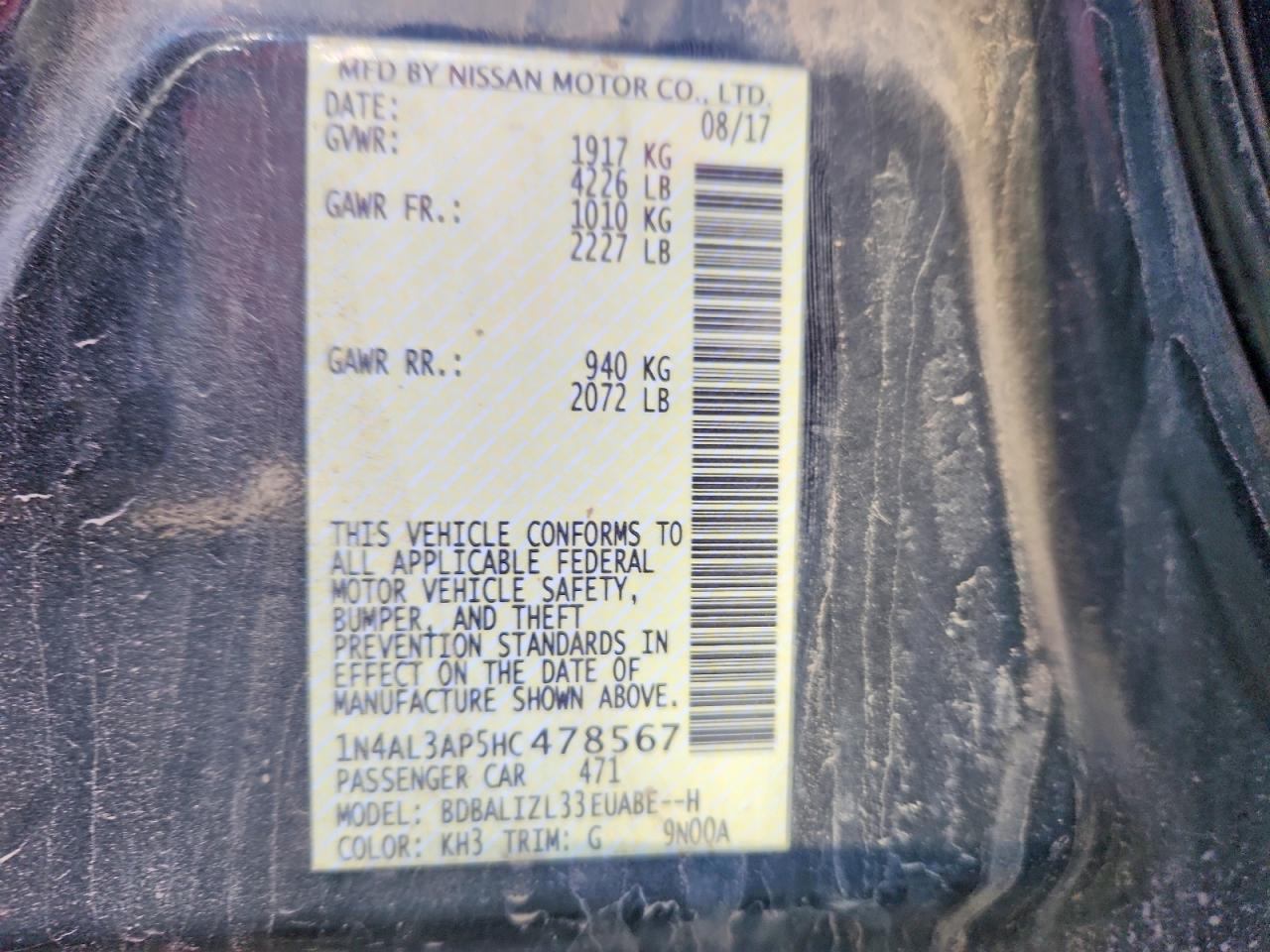 2017 NISSAN ALTIMA