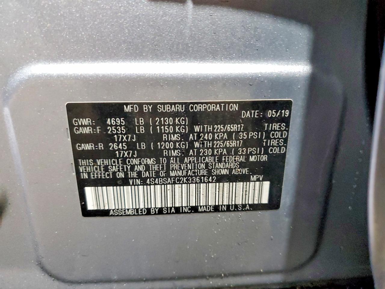 2019 SUBARU Outback
