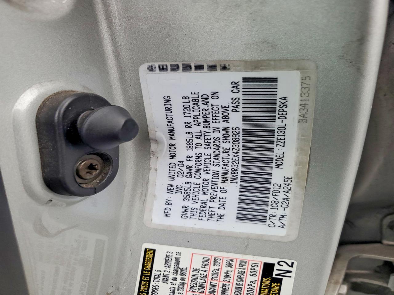 2004 TOYOTA COROLLA