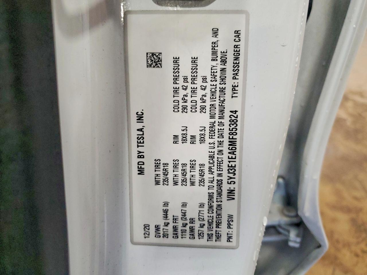 2021 TESLA MODEL 3