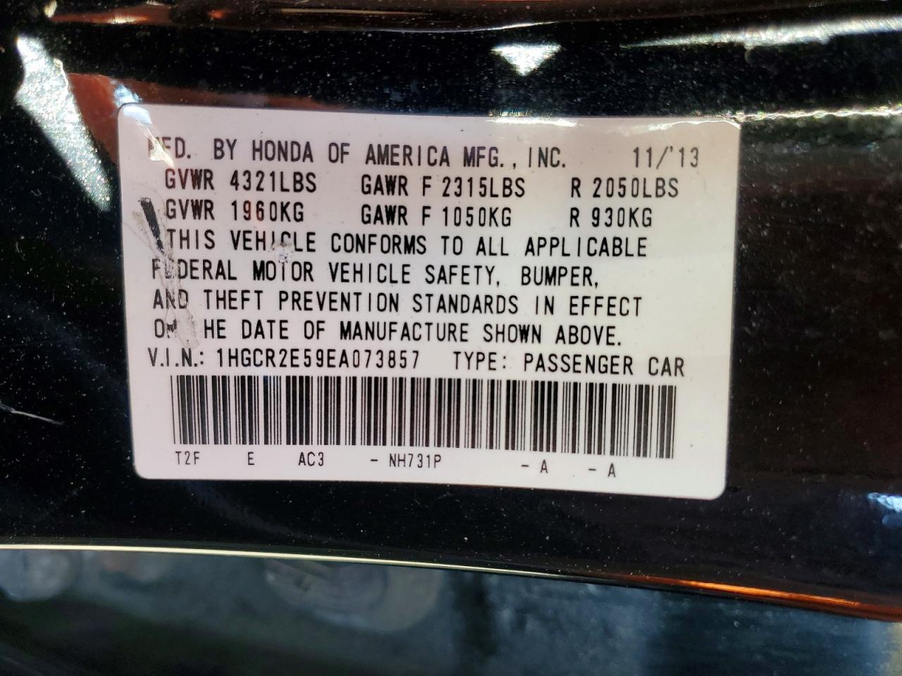 2014 HONDA ACCORD