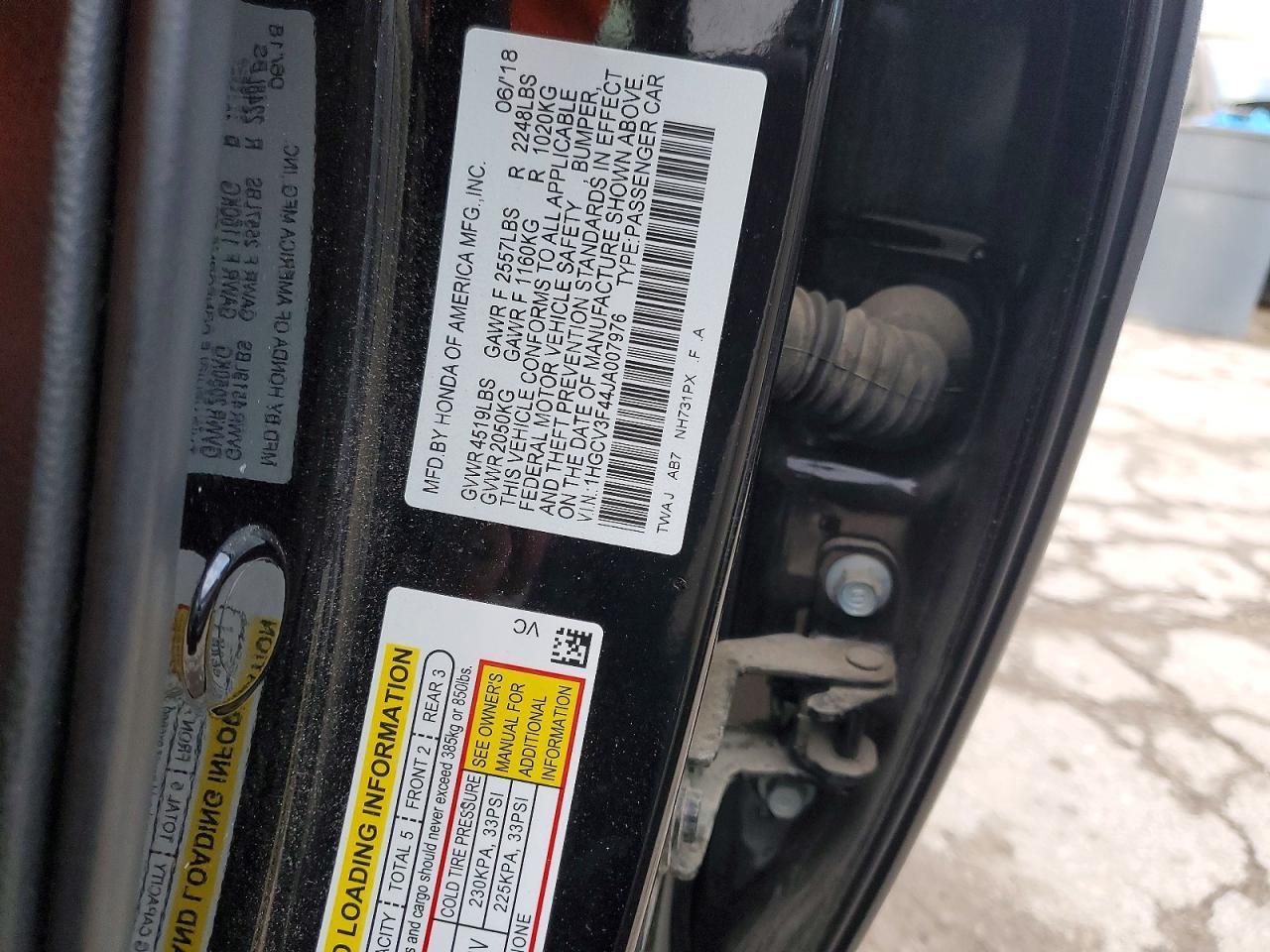 2018 HONDA ACCORD