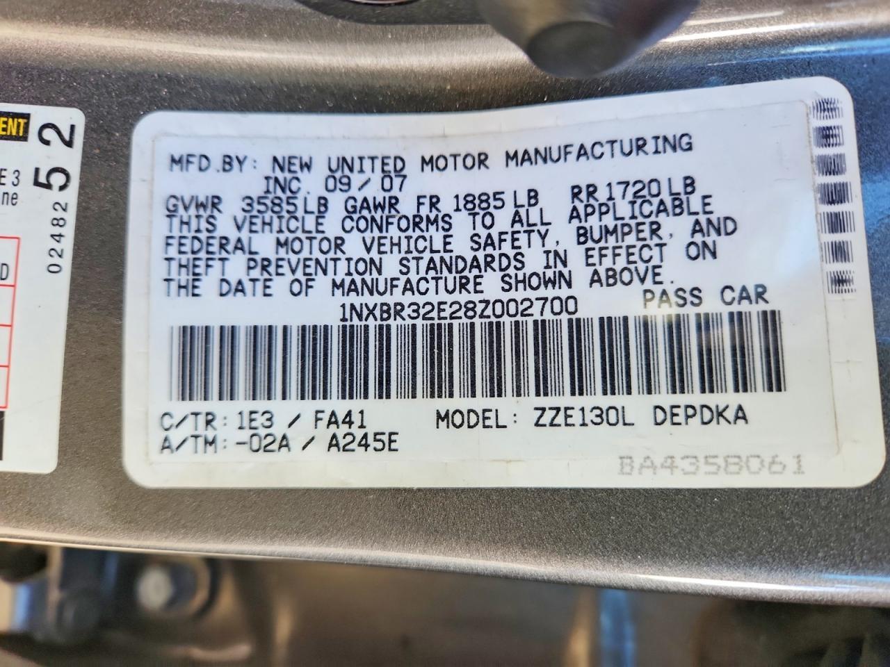 2008 TOYOTA COROLLA