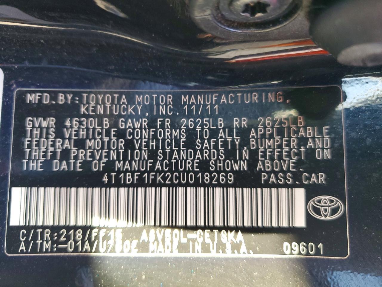 2012 TOYOTA CAMRY
