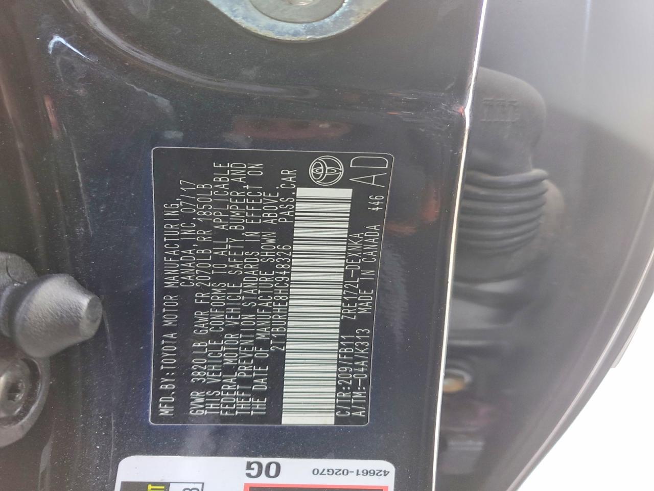 2017 TOYOTA COROLLA