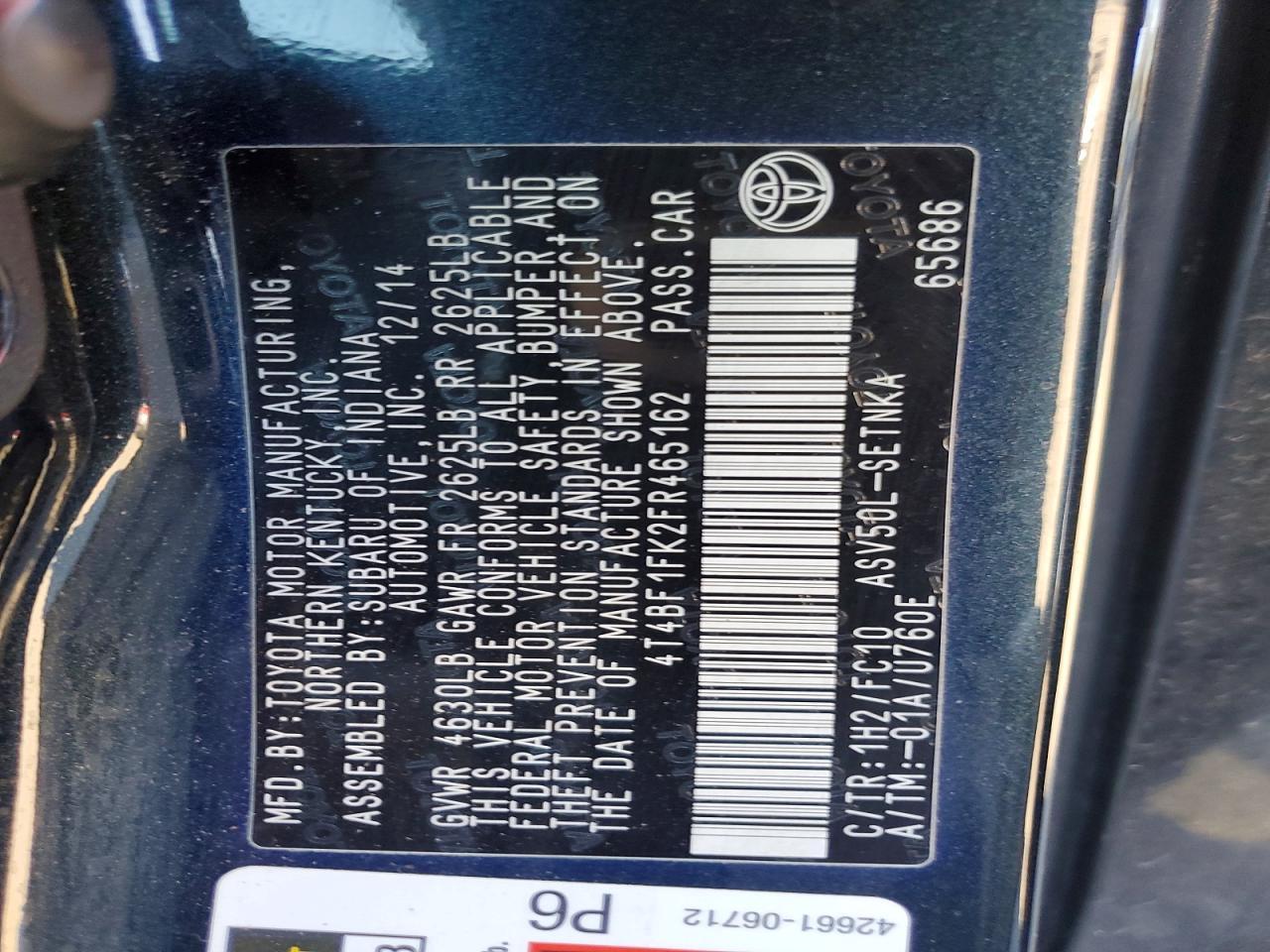 2015 TOYOTA CAMRY