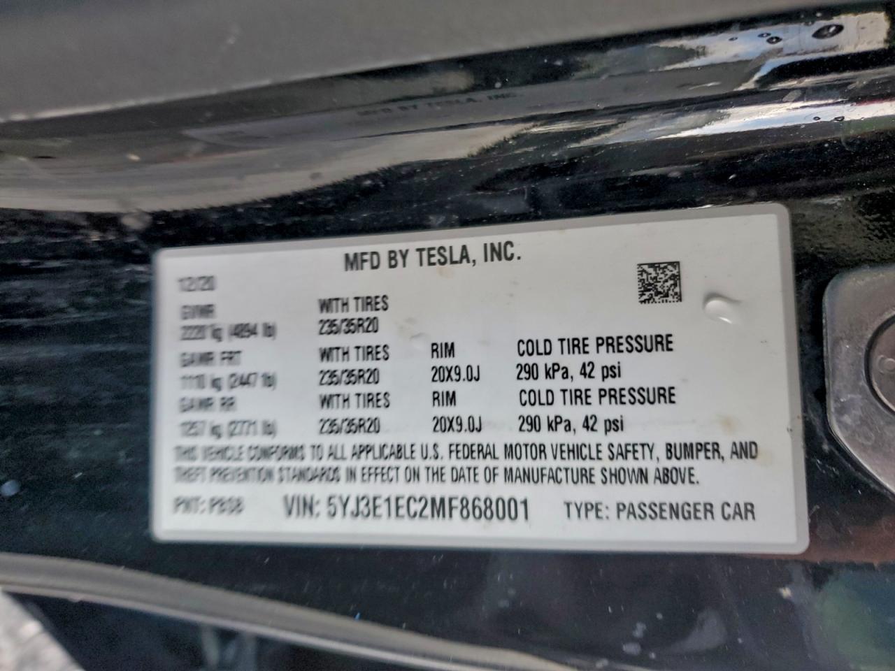 2021 TESLA MODEL 3