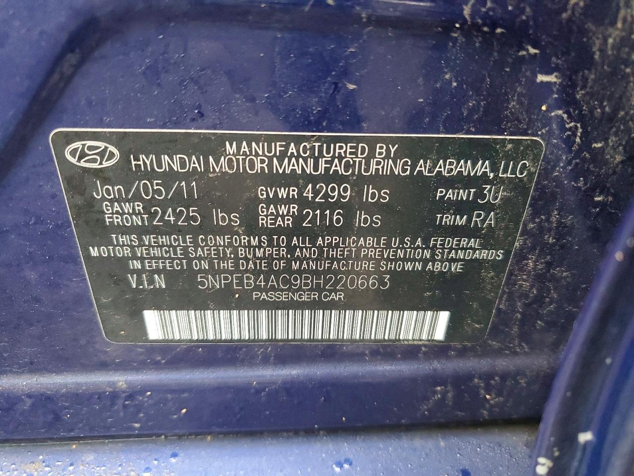 2011 HYUNDAI SONATA