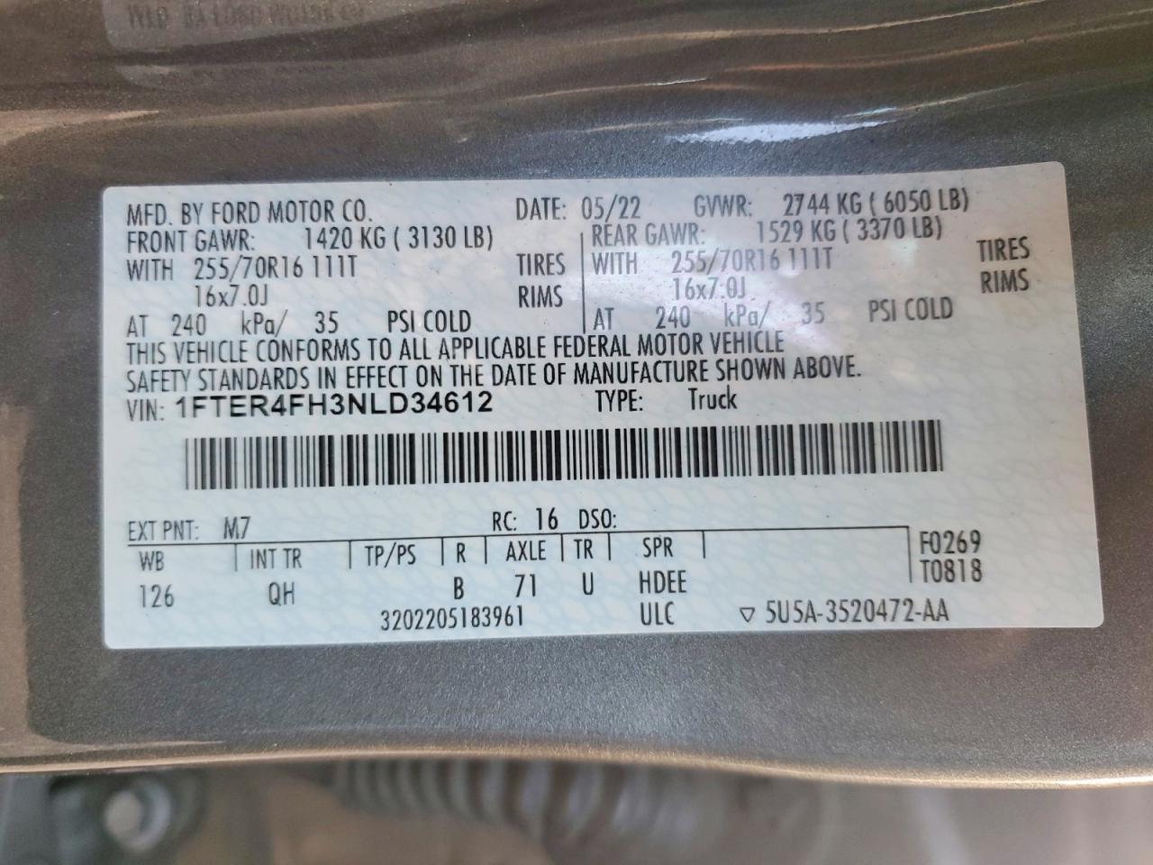 2022 FORD RANGER