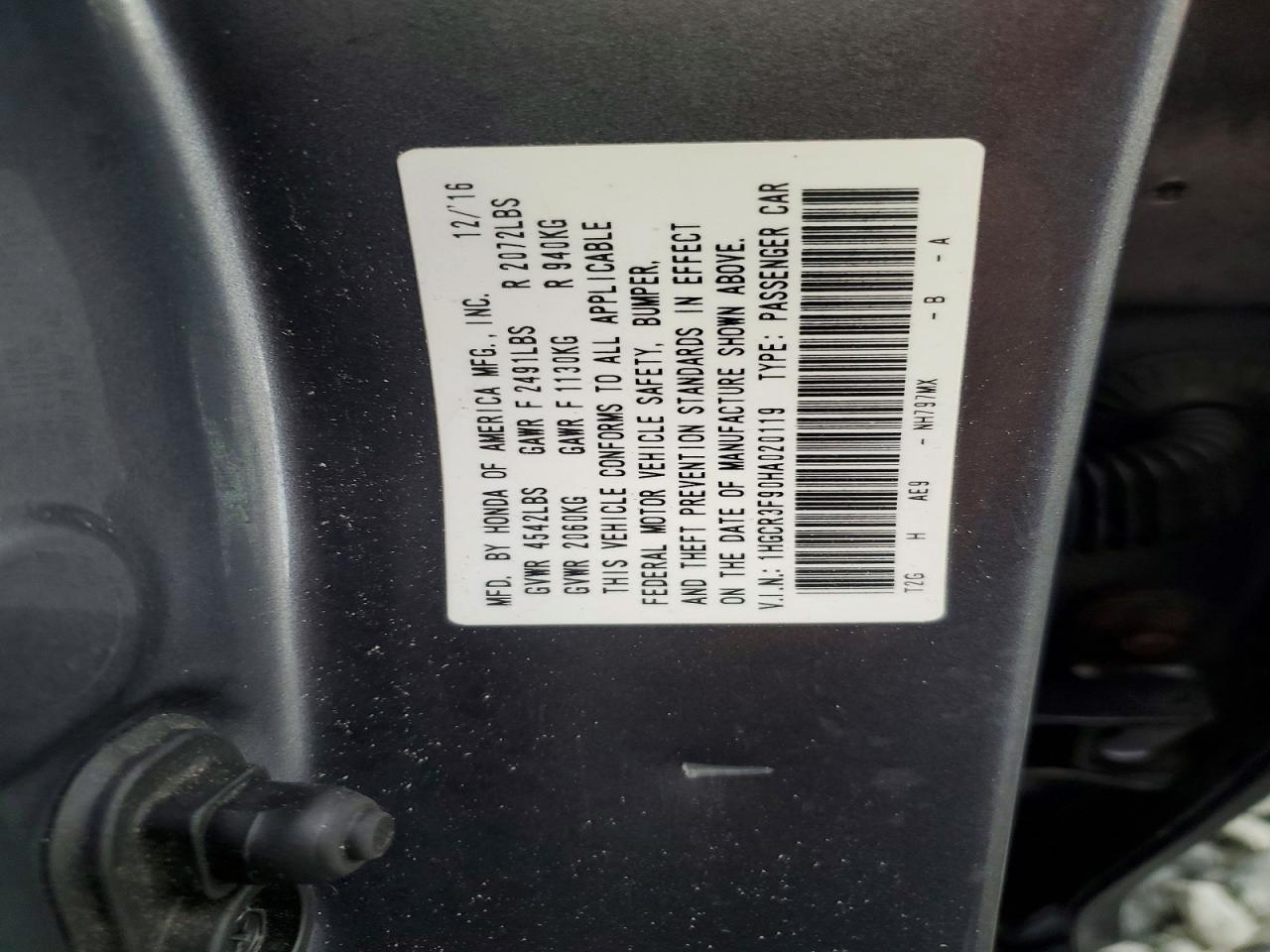 2017 HONDA ACCORD