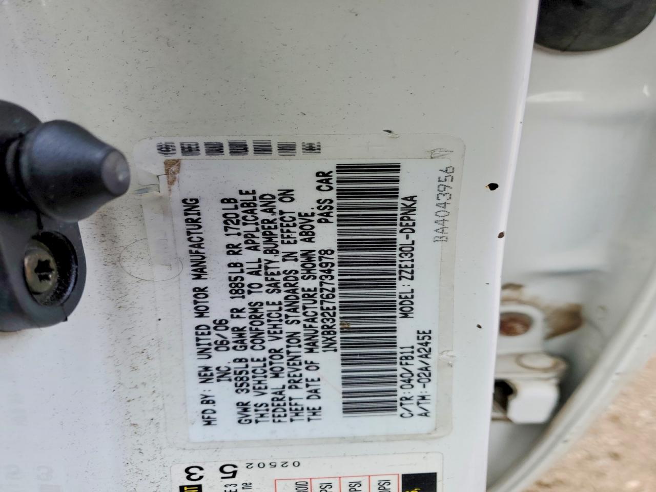 2006 TOYOTA COROLLA
