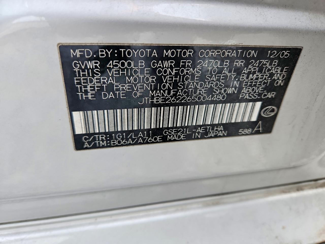 2006 LEXUS IS 350
