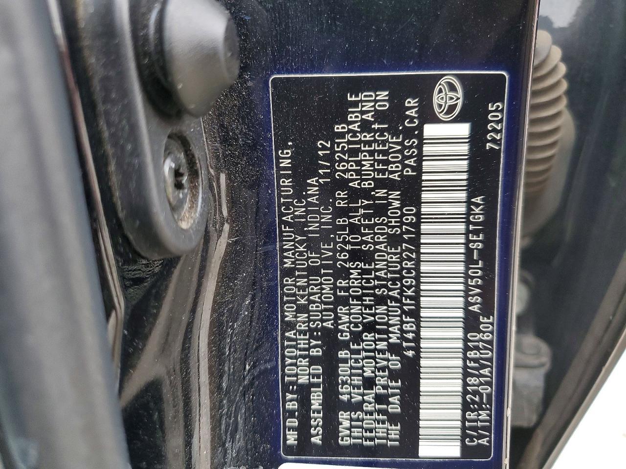2012 TOYOTA CAMRY