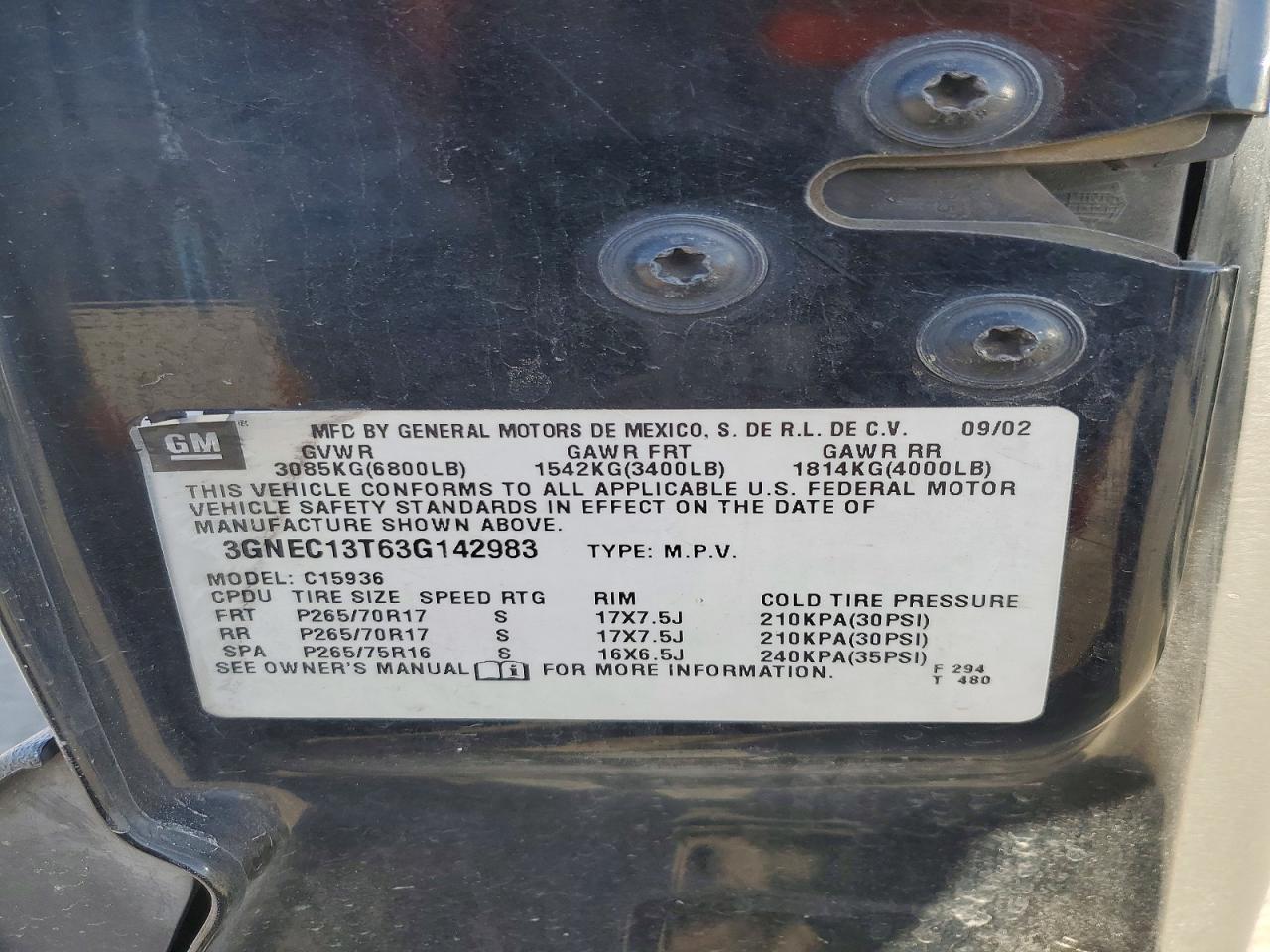 2003 CHEVROLET Avalanche