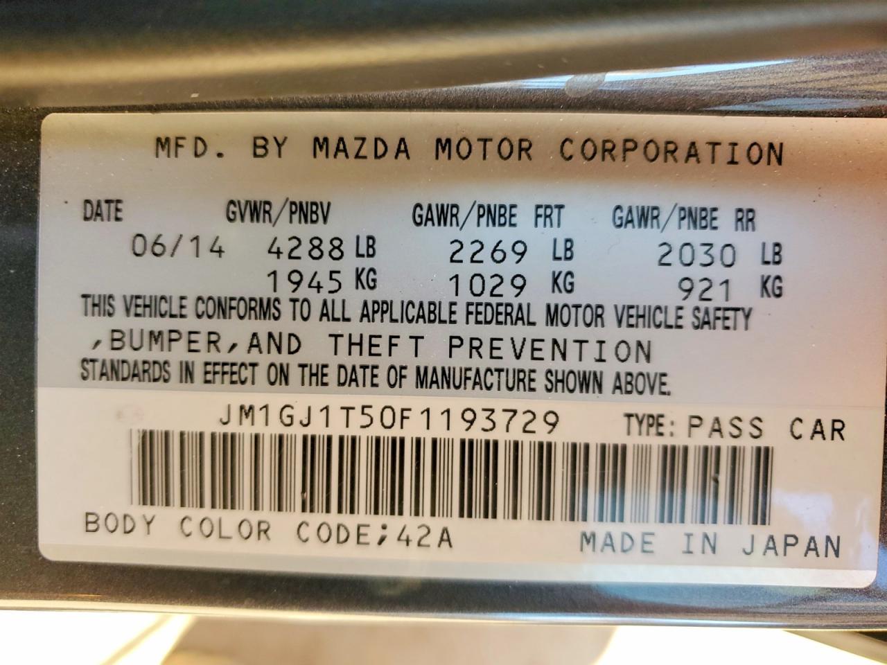 2015 MAZDA 6