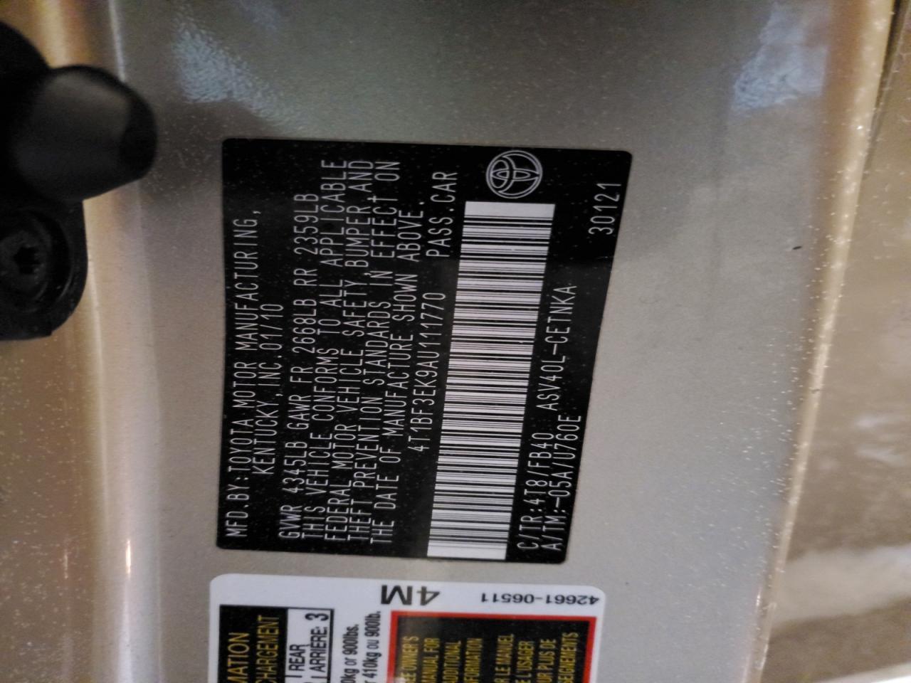 2010 TOYOTA CAMRY