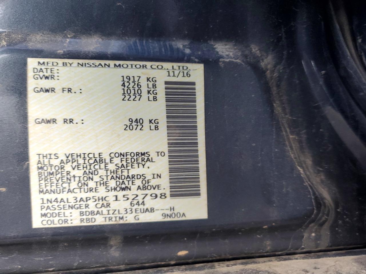 2017 NISSAN ALTIMA