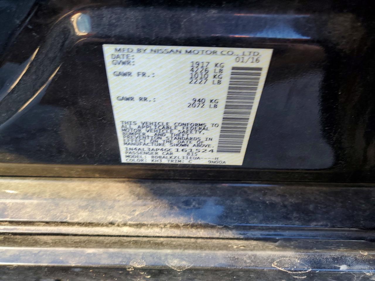 2016 NISSAN ALTIMA