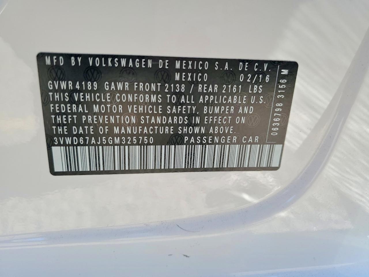 2016 VOLKSWAGEN JETTA