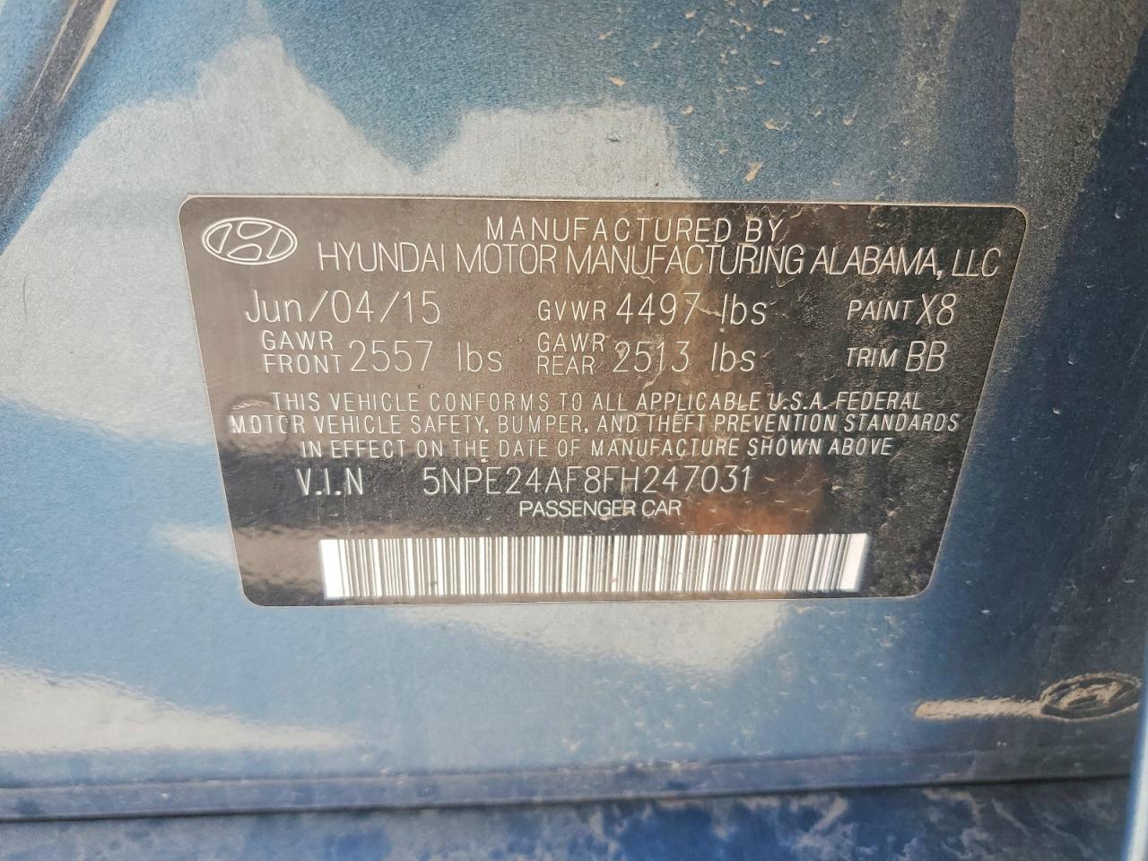 2015 HYUNDAI SONATA