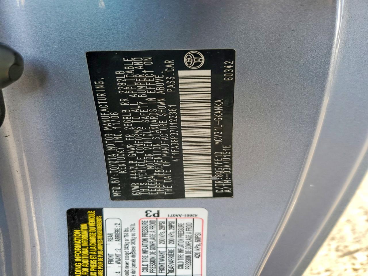 2007 TOYOTA CAMRY