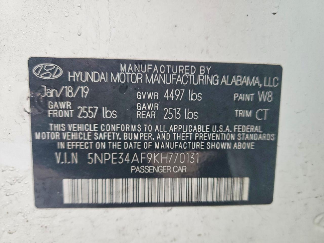 2019 HYUNDAI SONATA