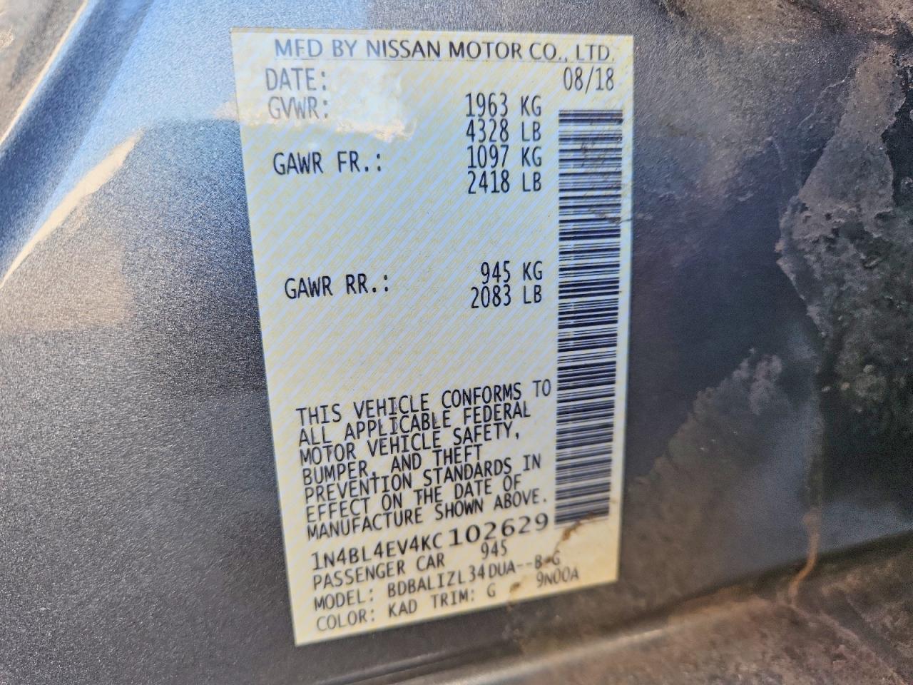 2019 NISSAN ALTIMA