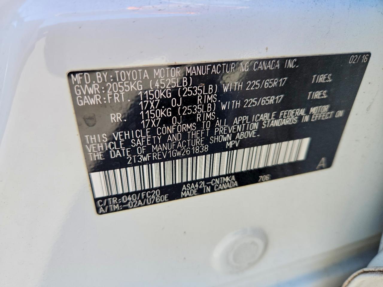 2016 TOYOTA RAV4