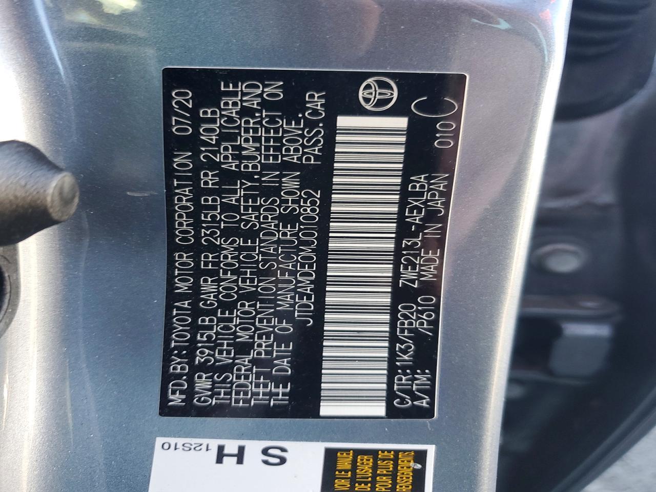 2021 TOYOTA COROLLA