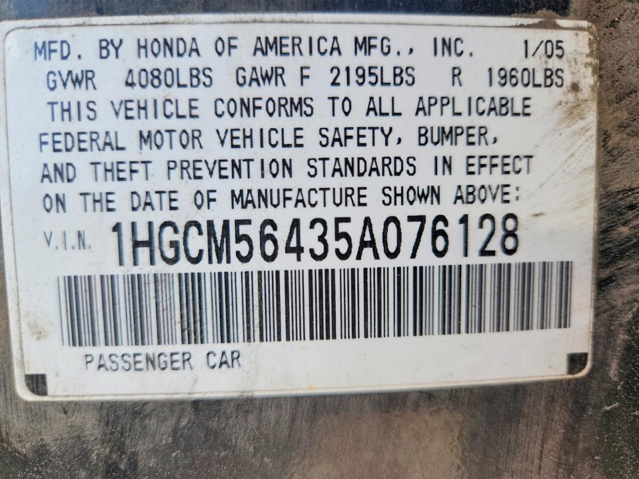 2005 HONDA ACCORD
