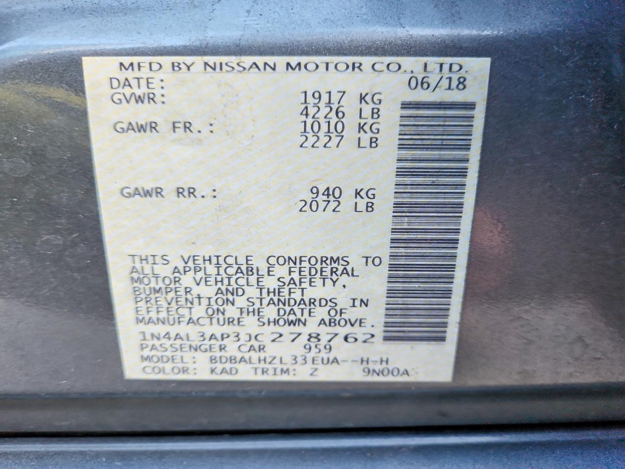 2018 NISSAN ALTIMA