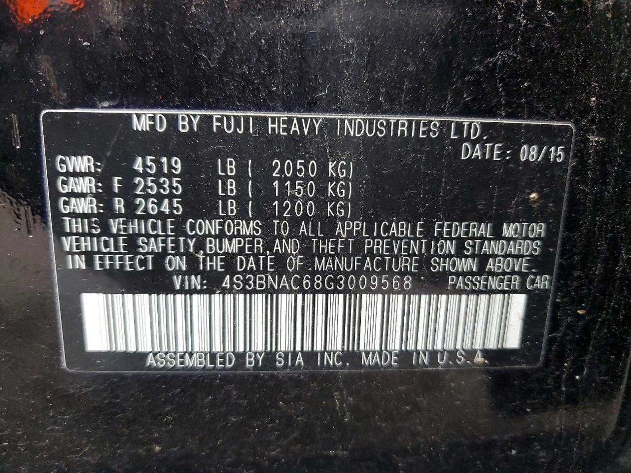 2016 SUBARU Legacy