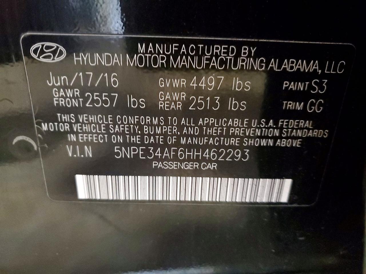 2017 HYUNDAI SONATA