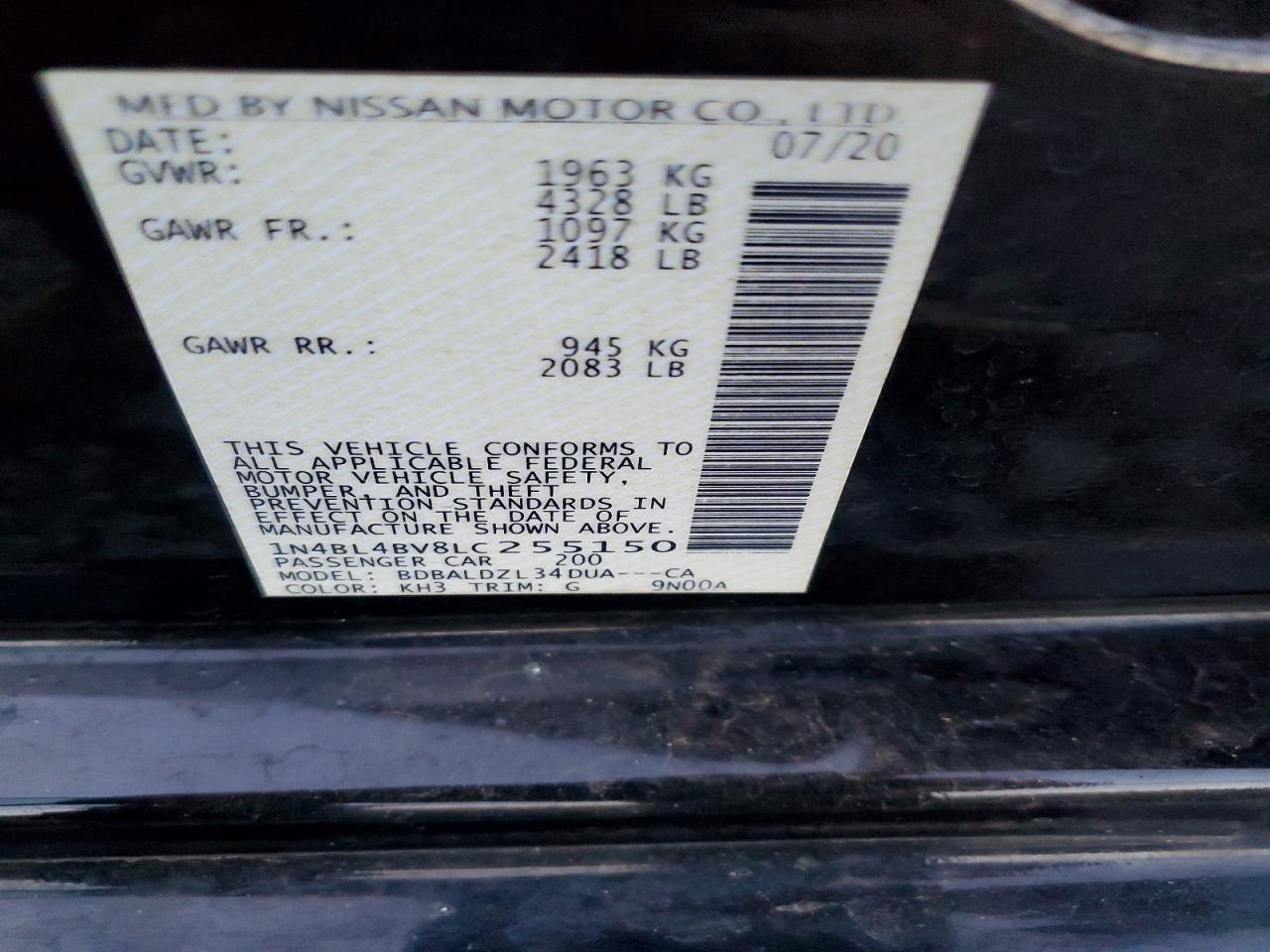 2020 NISSAN ALTIMA
