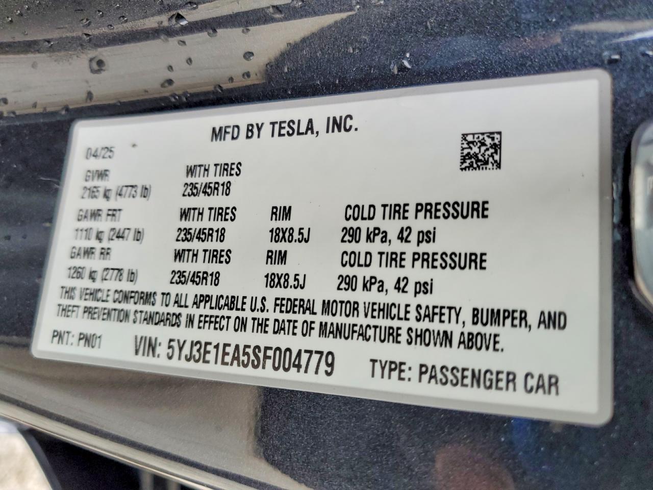 2025 TESLA MODEL 3