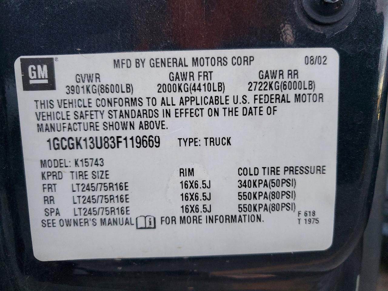 2003 CHEVROLET Silverado