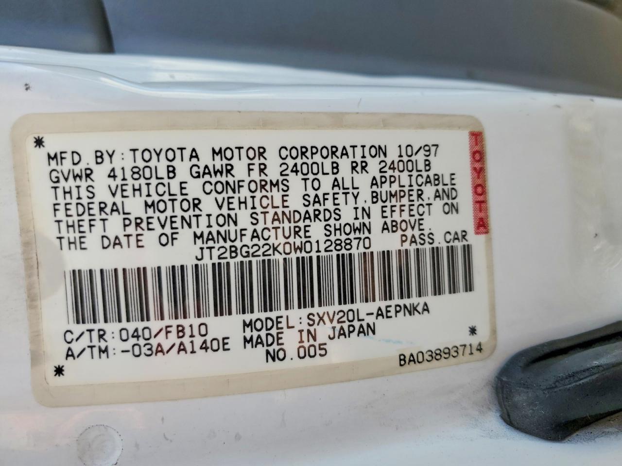 1998 TOYOTA CAMRY