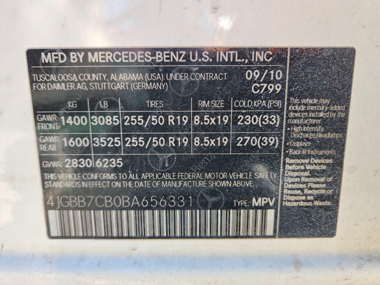 2011 MERCEDES-BENZ ML-Class