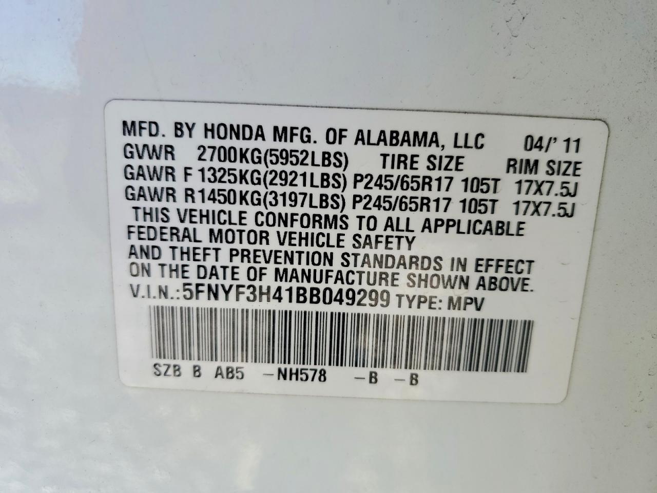 2011 HONDA PILOT