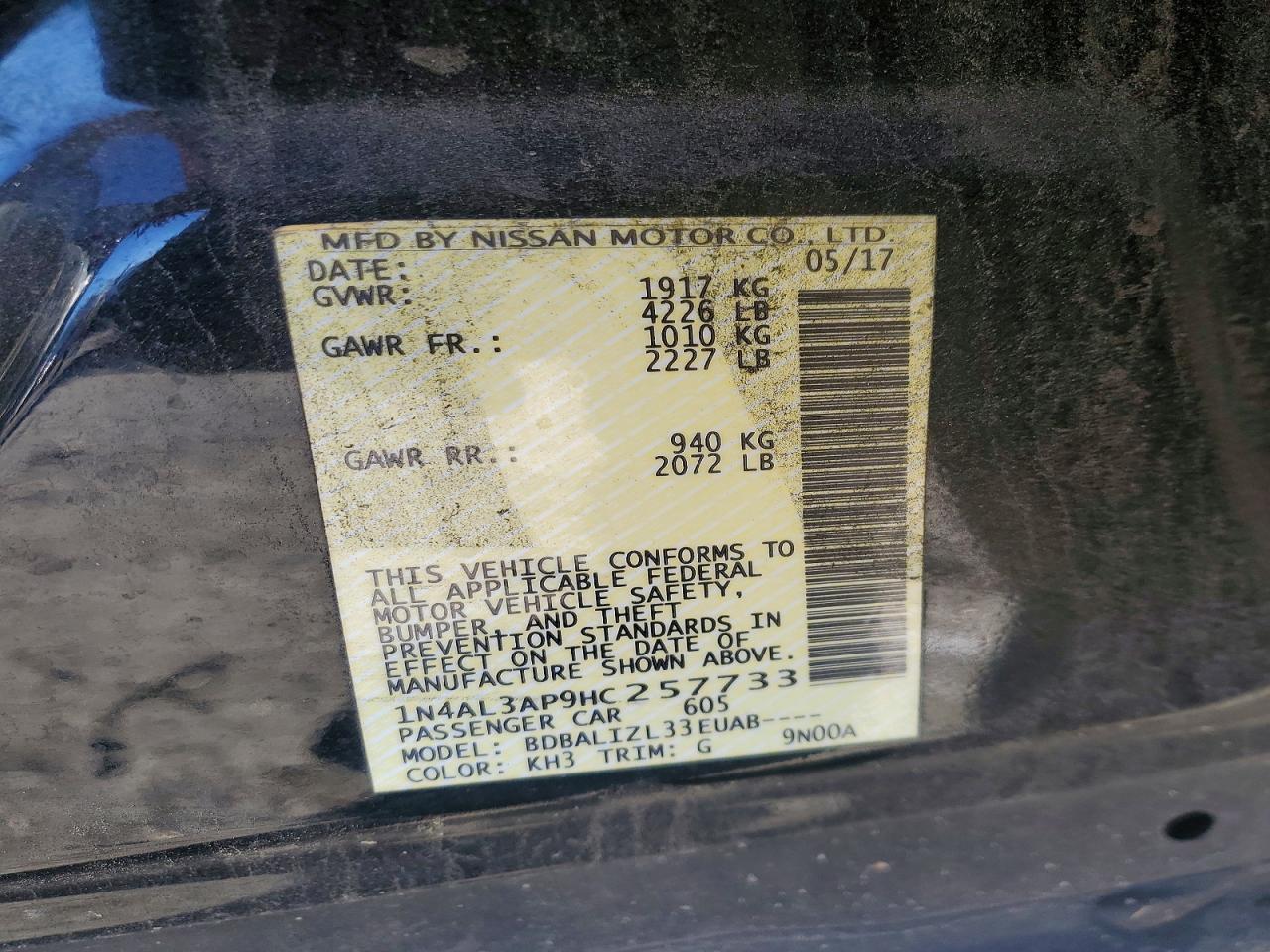 2017 NISSAN ALTIMA