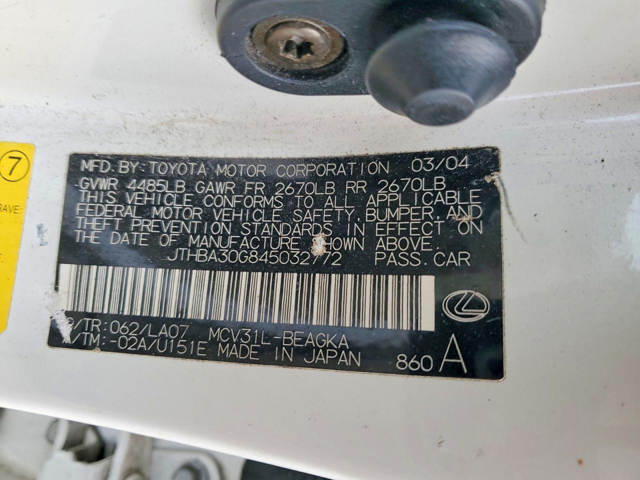 2004 LEXUS ES 330