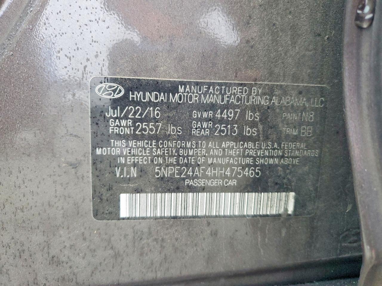 2017 HYUNDAI SONATA