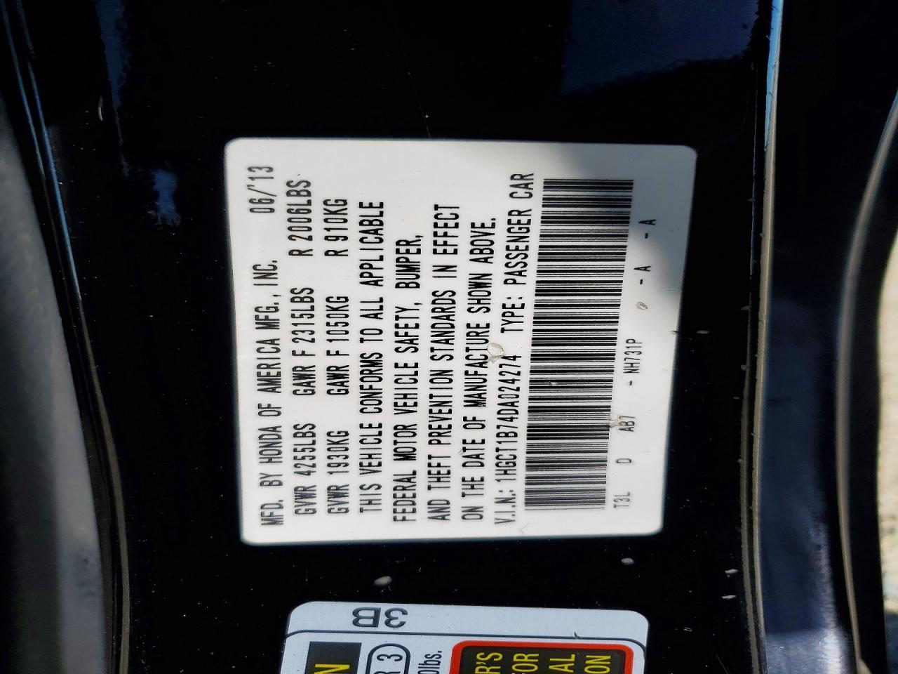 2013 HONDA ACCORD
