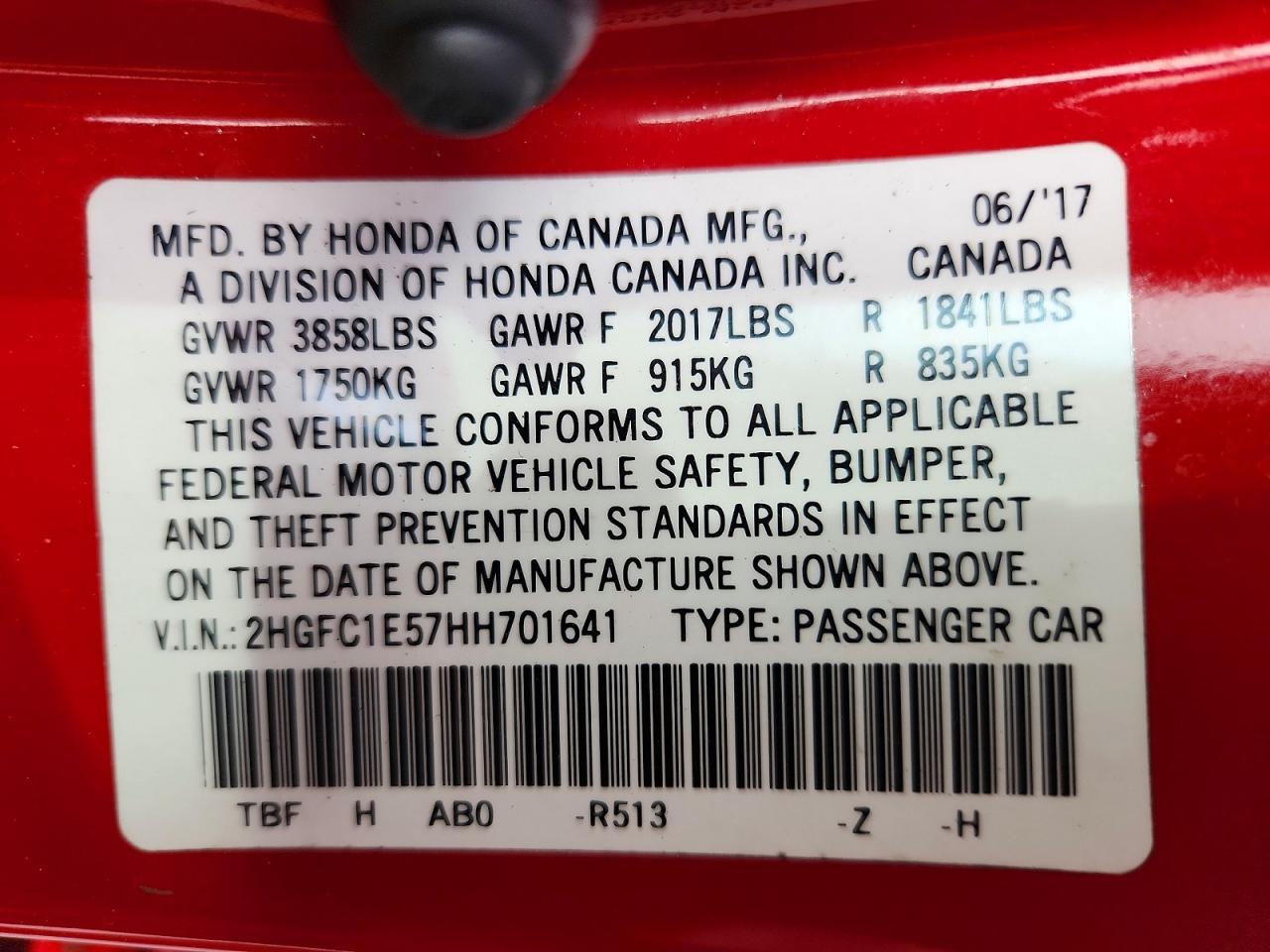 2017 HONDA CIVIC